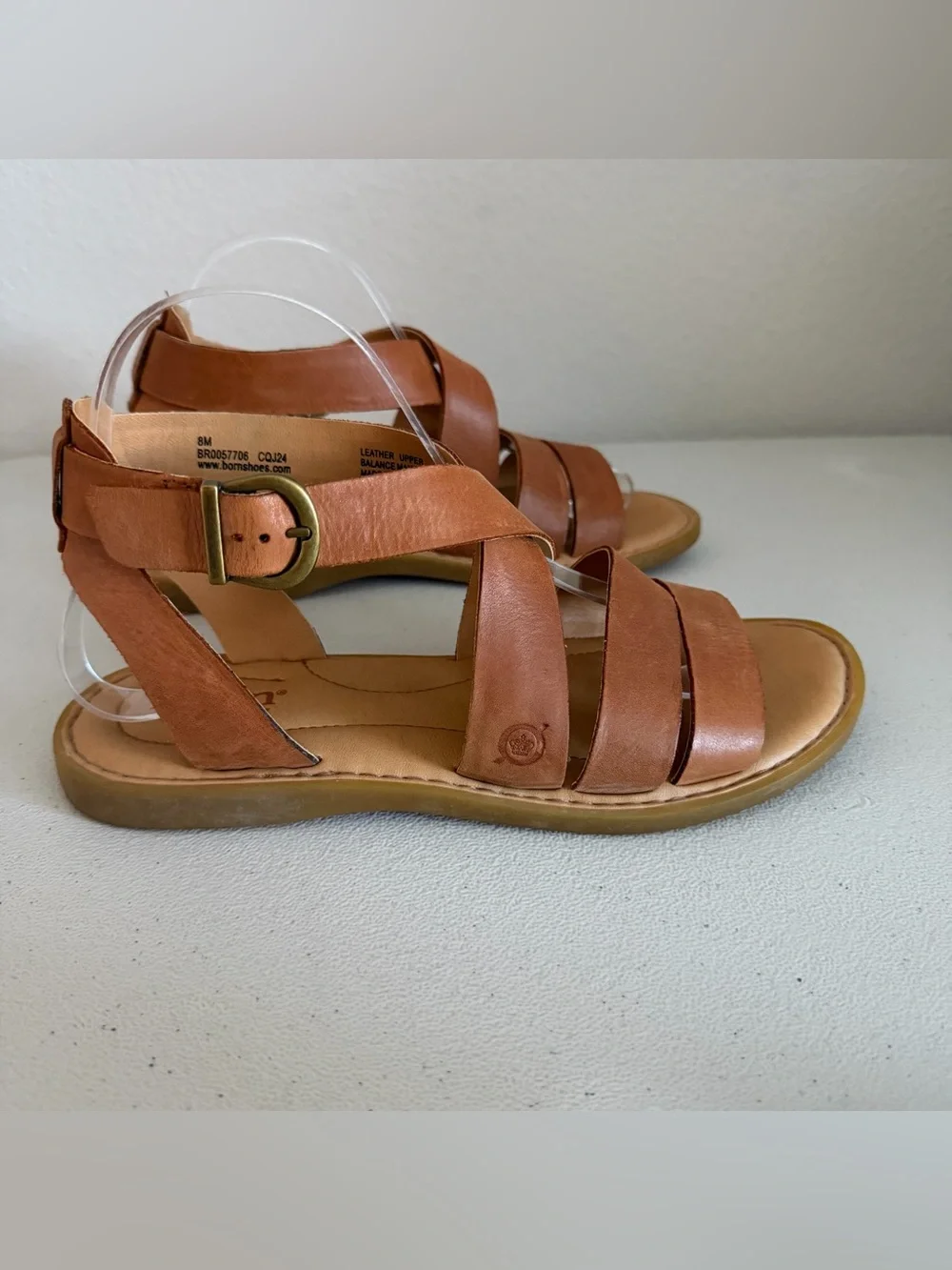 Børn Imogen ankle strap sandals in brown leather.